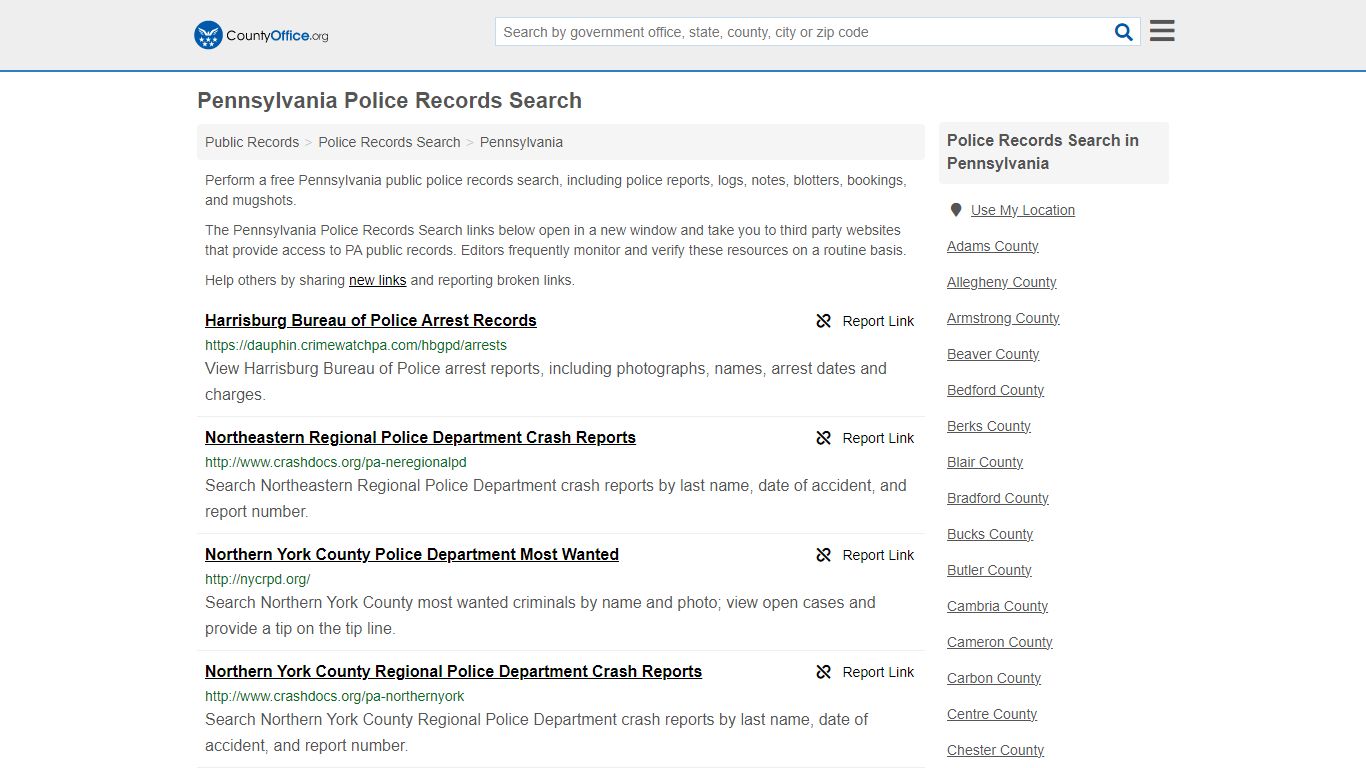 Police Records Search - Pennsylvania (Accidents & Arrest Records)
